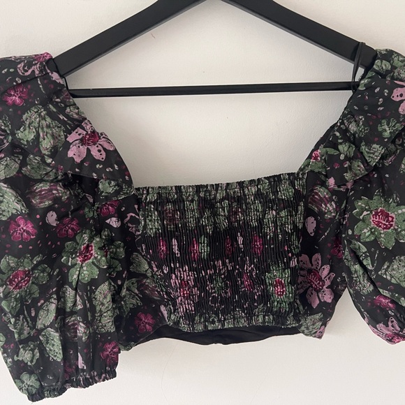 NWT Zara floral puff sleeve crop top - Picture 6 of 6